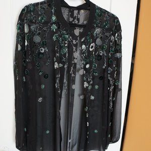 Elie Tahari Blouse Black with Applique
